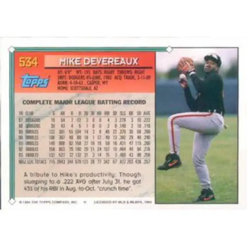 1994 Topps Mike Devereaux # 534 Baltimore Orioles
